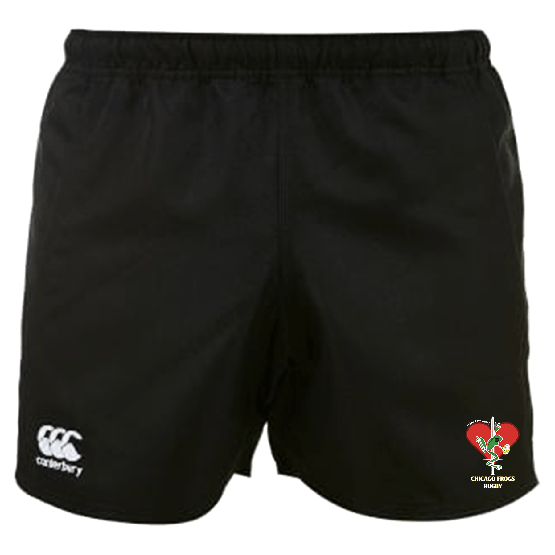 Frogs Canterbury Professional Black Polyester Rugby Shorts with Pockets