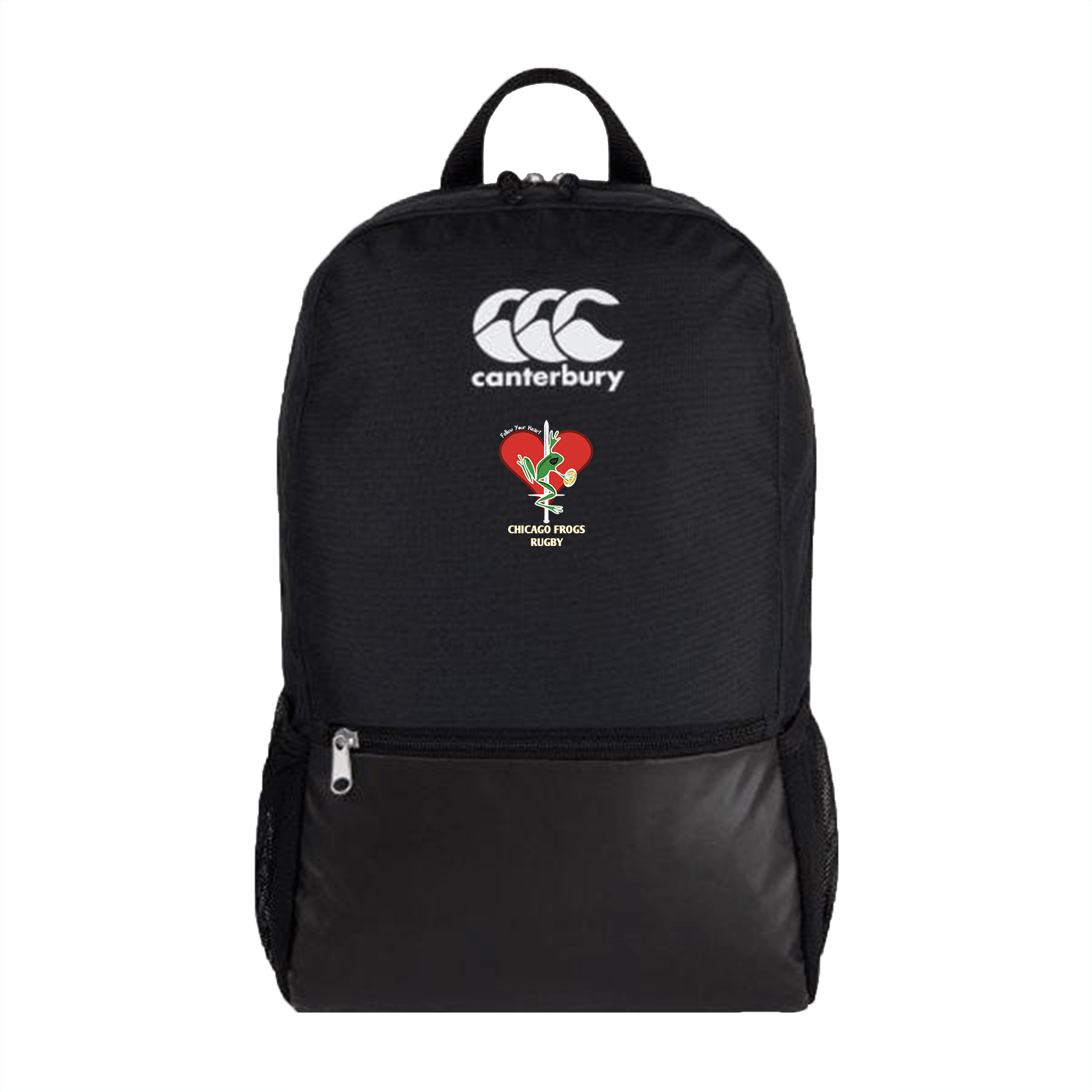Medium Black Frogs Canterbury Rugby Backpack with Multiple Compartments